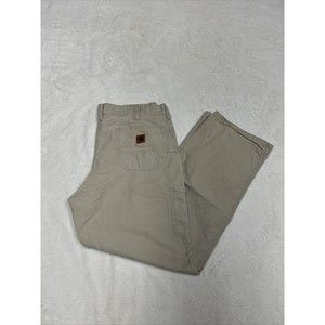 Men's Carhartt Carpenter Khaki Pants 38x34 Tan Beige Loose Fit Original B151 TAN
